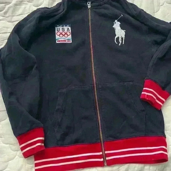 Polo Ralph Lauren Hoodie Official Team Sweater Olympic USA Logo 2010 size 14-15 - Picture 3 of 9